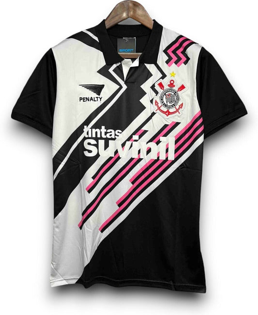 Camisa Corinthians Retrô 1995/96 Penalty Masculina - Preta, Branca e Rosa